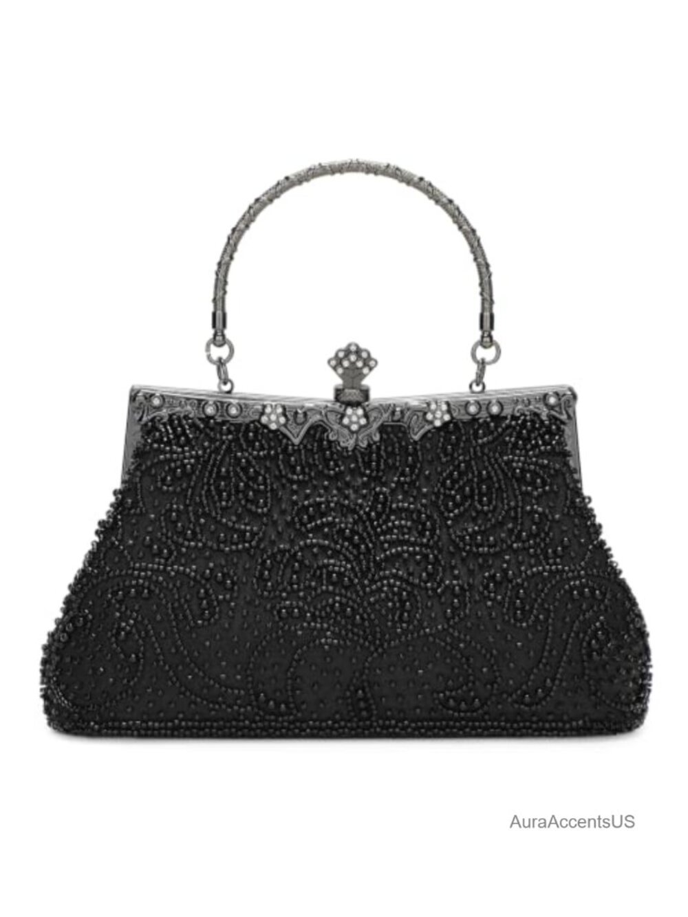 Beaded Sequin Rhinestone 1920s Evening Clutch with Chain Strap